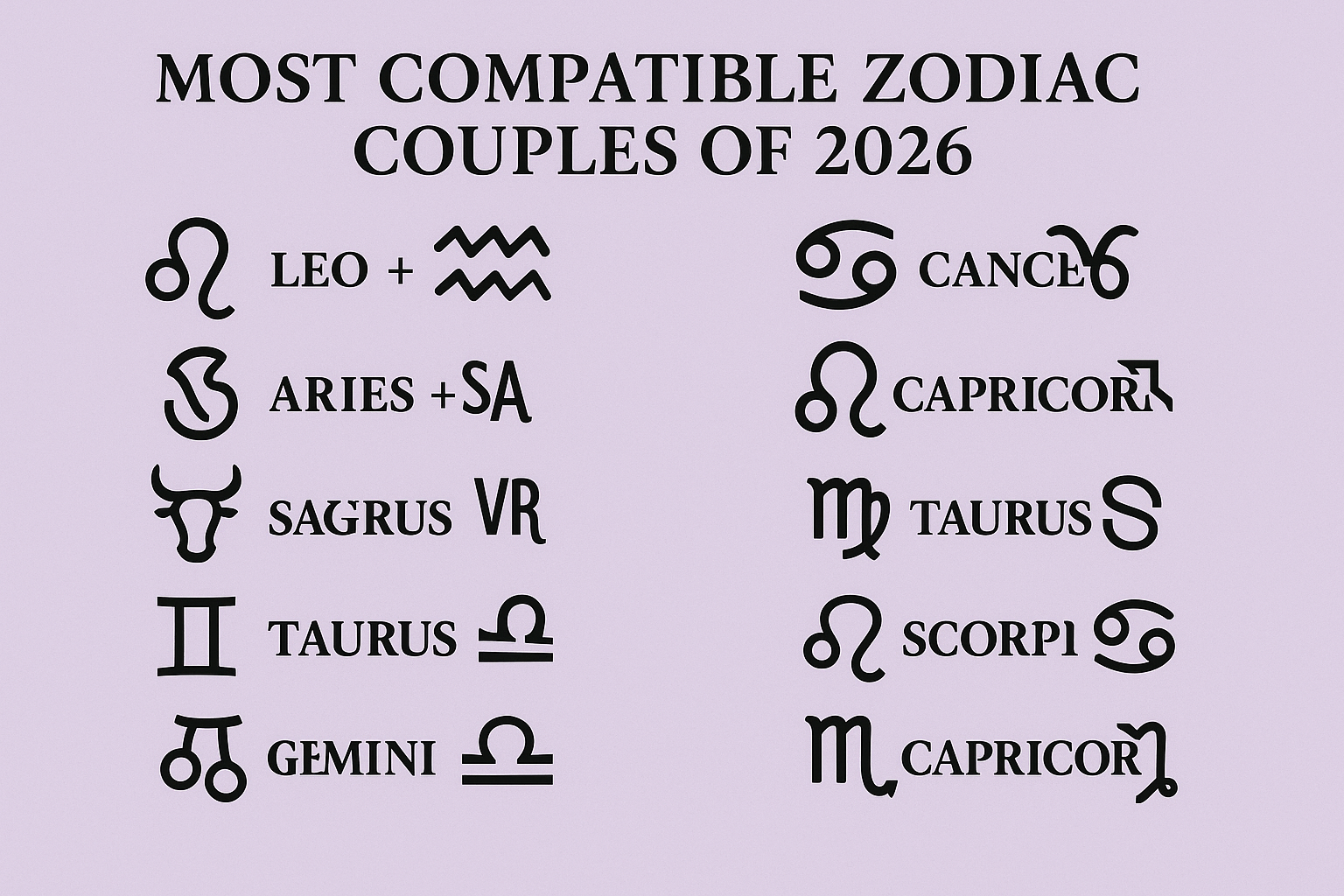 Most Compatible Zodiac Couples of 2026 Most Compatible Zodiac Couples of 2026